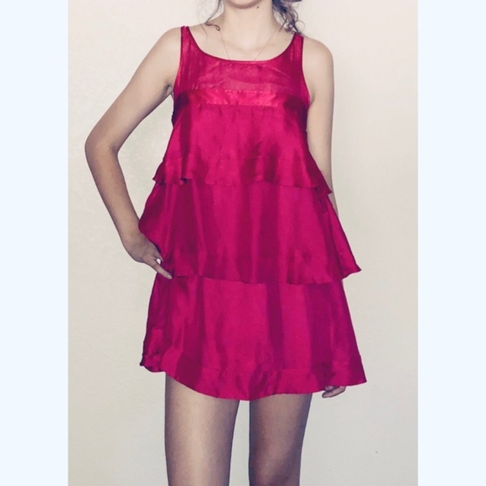Bebe‎ Tiered Babydoll Silk Dress XS
